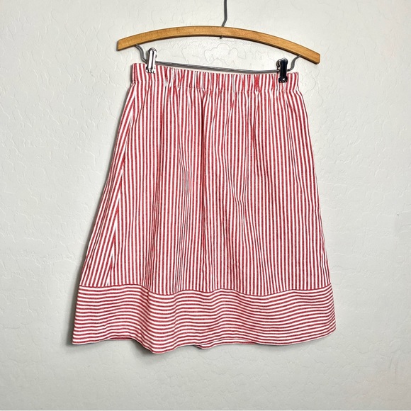 J. Crew Factory Women’s Size XS A-line Skirt Red Cream Striped - Picture 1 of 4